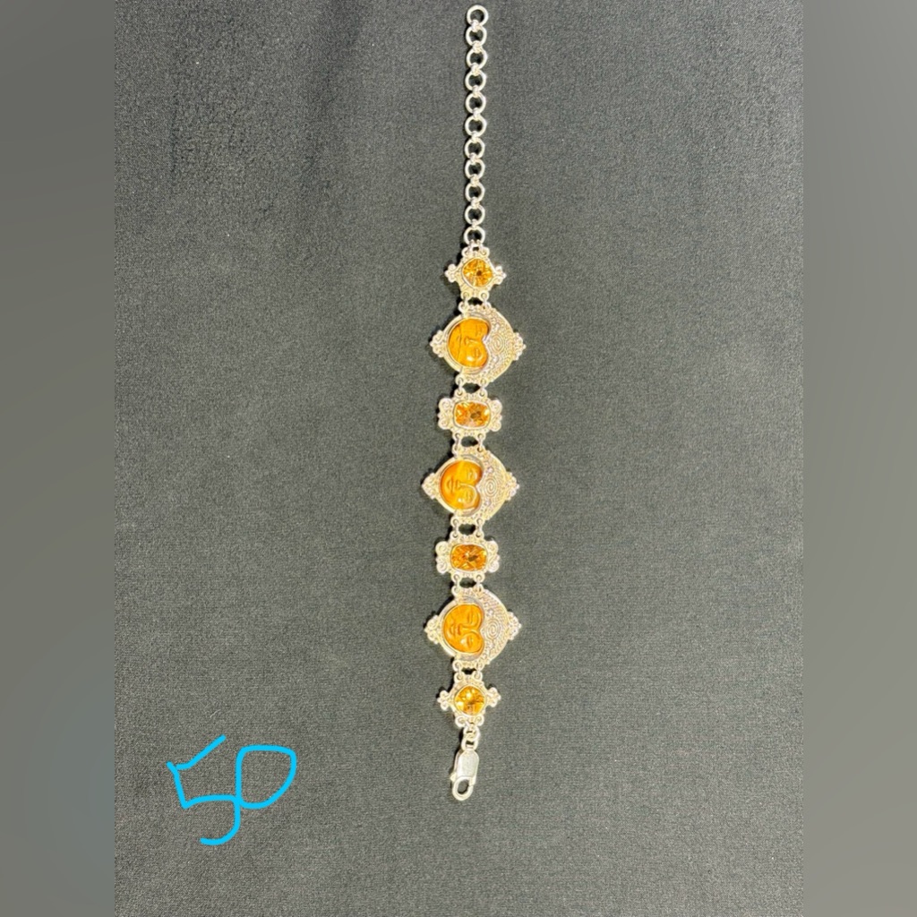 Price Firm Nwot Sajen 925 Sterling Silver Carved Bracelet Tigers Eye Citrine